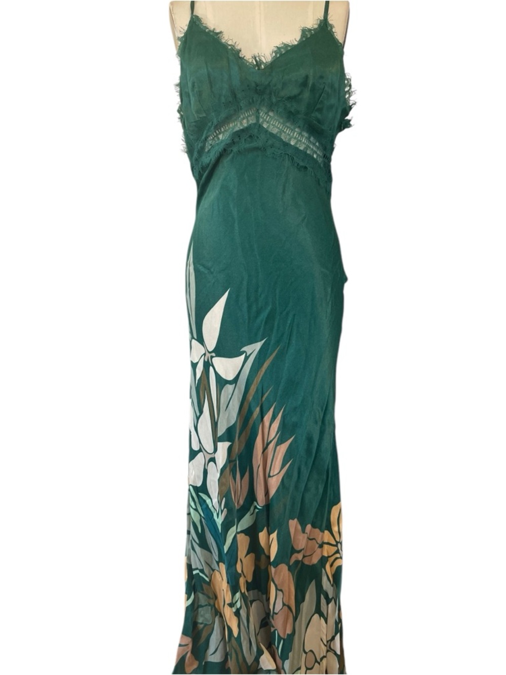 ❤️ NWT! Anthropologie x Bl^nk Eustella Bare Green Maxi Satin Slip Dress XL - Picture 5 of 15